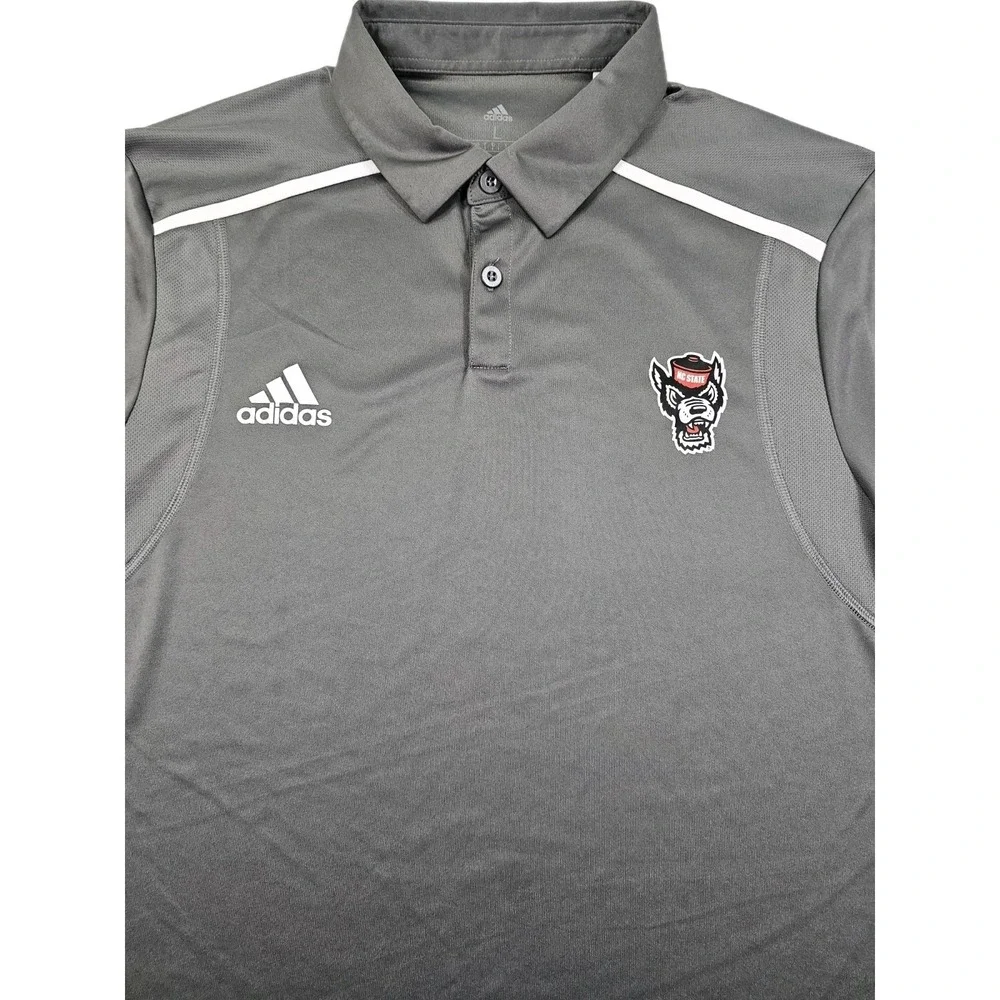 Adidas NC State‎ Wolf Pack AeroReady Dry Tech Mens Large Grey Team Issue Polo